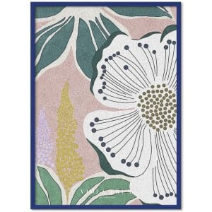 Poster & Frame | Bloom Dusty Rose, Størrelse A3, Ramme Blue wood