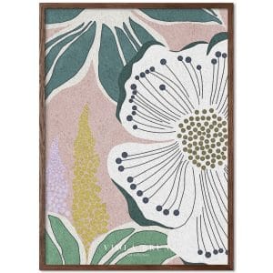 Poster & Frame | Bloom Dusty Rose, Størrelse A3, Ramme Oak dark