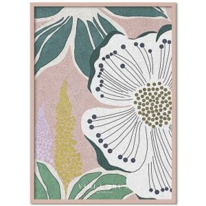Poster & Frame | Bloom Dusty Rose, Størrelse A3, Ramme Pink wood