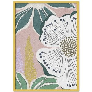 Poster & Frame | Bloom Dusty Rose, Størrelse A3, Ramme Yellow wood