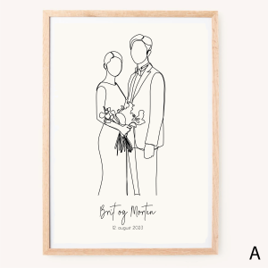 Bryllups plakat med dato - A4 / A3 ramme (+149kr.)